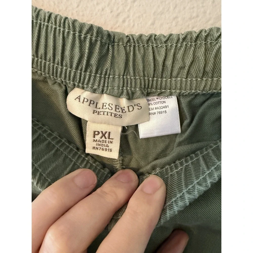 Appleseed's Petite Women's Stretch Waist Green Twill Straight Peg Pants Size PXL
